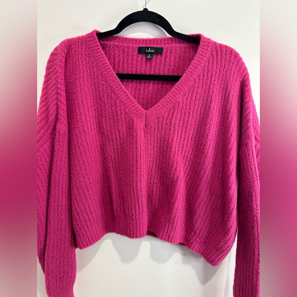 Lulus Hot Pink Cropped Sweater - Size Small - Excellent Condition! 💖